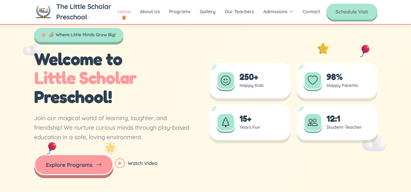 The Little Scholar Preschool website preview